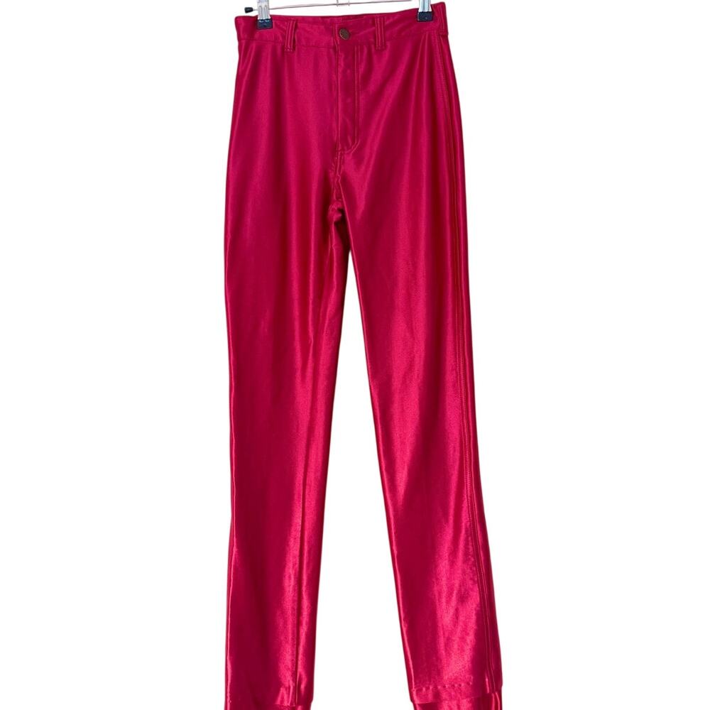 Vintage 1970's Chemin De Fer Red High Waisted Shiny Pants